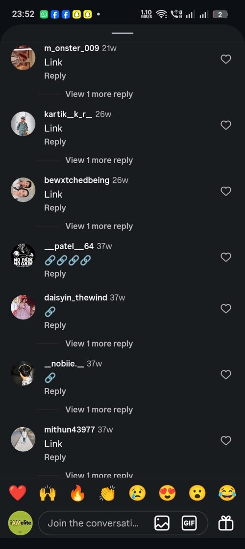 Comment section showing genuine link requests